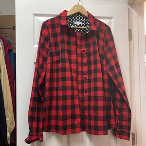 Red and Black Gingham Button Up Blouse
